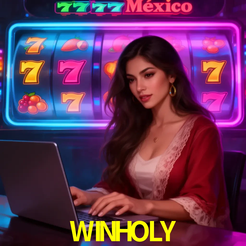 WINHOLY Slots - tragamonedas, RTP y control Tragamonedas WINHOLY con símbolos, saldo móvil y reglas de apuesta visibles
